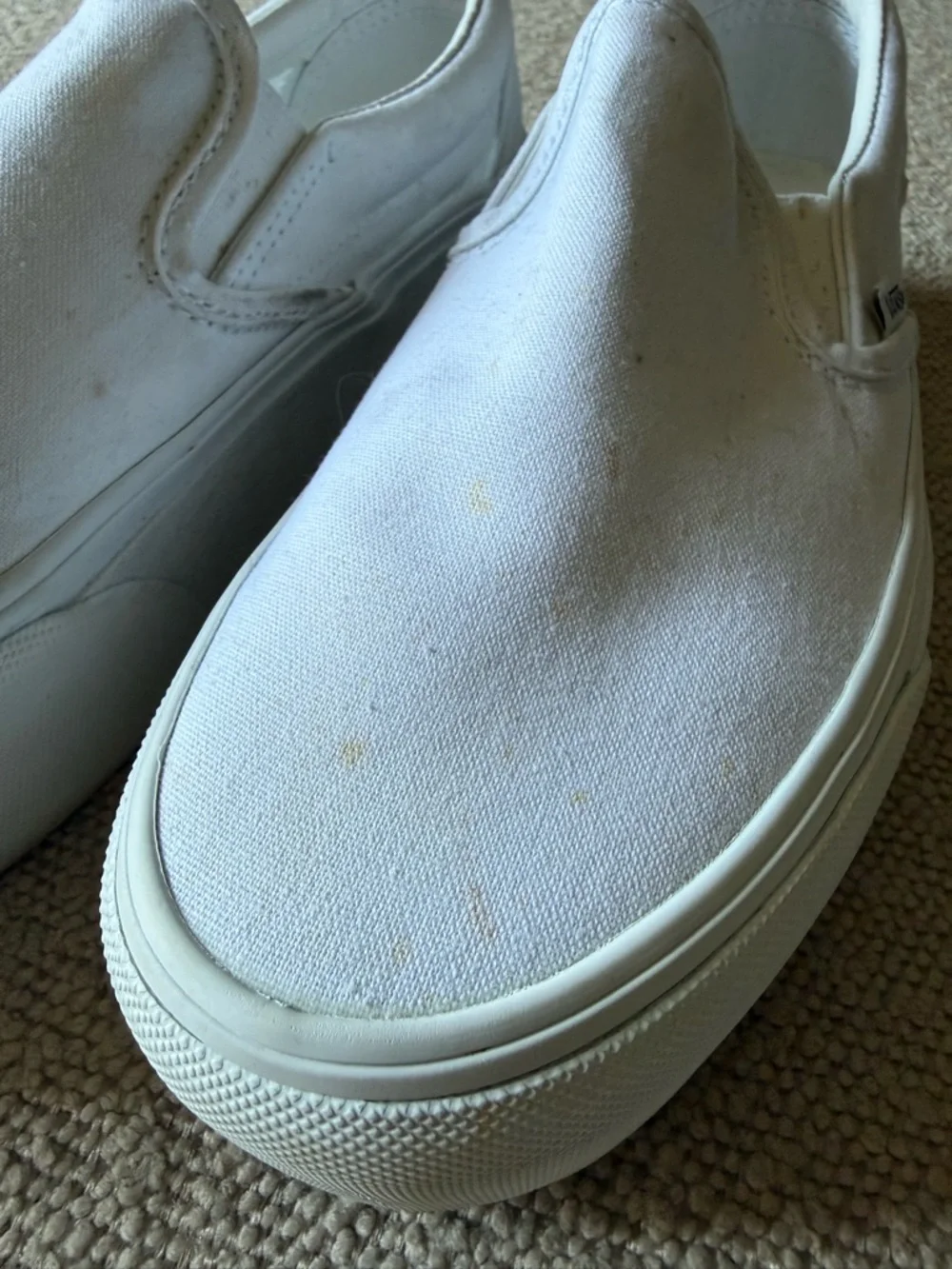 Vans Women’s Platform White Slip-On Canvas Sneakers - Picture 7 of 10